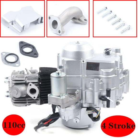 110cc 4-Stroke Engine Motor for 50cc 70cc 90cc ATV Go Kart, Air Cooled Single Cylinder Electric Start Auto Transmission 2-Valve Engine, Direct Replacement