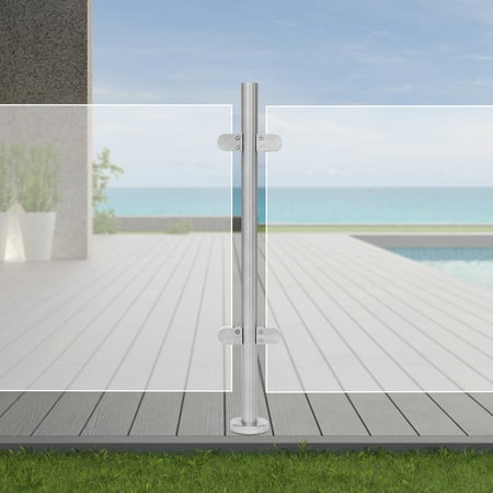 110cm 304 Stainless Steel with 60kg Load-bearing Capacity Glass Railing Post Glass Balustrade Railing End Post and Handrail Pole Fencing
