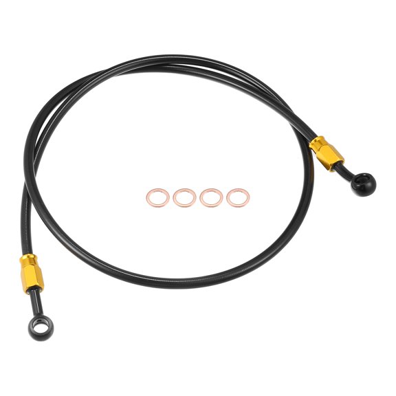 110cm 43.31" Length 10mm ID Motorcycle Hydraulic Brake Line Oil Hose Pipe 28 0 Braided Cable Black