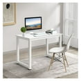 thumbnail image 1 of 110cm Computer Desk with White Pipe Frame, P2 Particleboard Desktop, Steel Feet - Home Office Study Desk as picture, 1 of 9