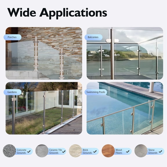 110cm Railing Post Stainless Steel Fence Pole Handrail Garden Corner Post Pole