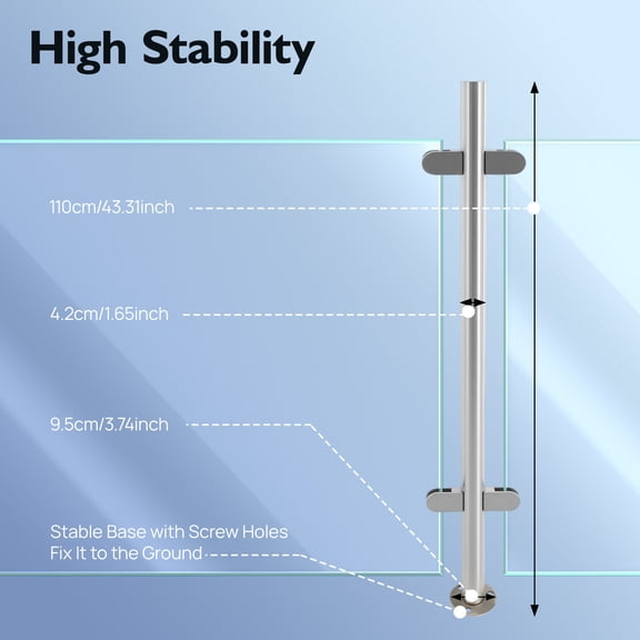 110cm Railing Post, Stainless Steel Railing Fence Pole, Corner Post Stainless Steel Pole
