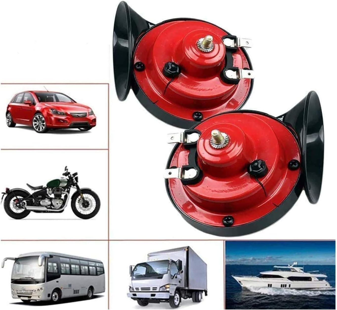 110dB Car Horns - 2 Pack Waterproof 12V Dual Snail Horns for Trucks, Cars & Motorcycles, Loud Electric Horns for Safety, Easy to Install