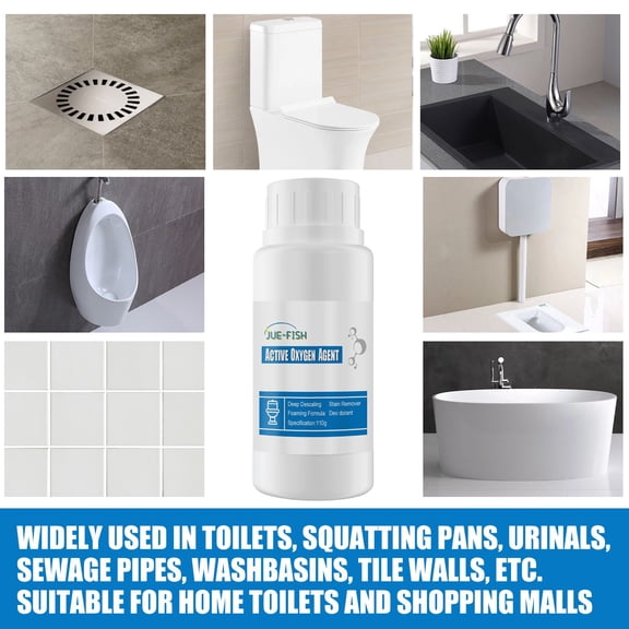 110g Active Oxygen Foaming Toilet Cleaning Powder Mild Glaze Safe Descaling Agent Softens Hard Water Limescale Yellow Ring Stains Soak Type Ceramic Toilet Bowl Household Bathroom Stain Care Supplies