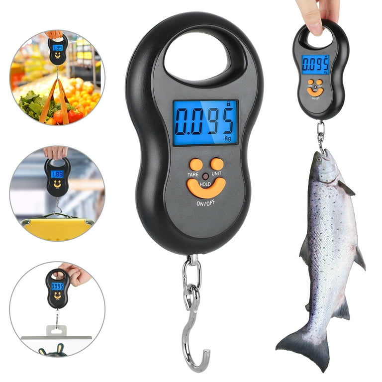 110lb/50kg Digital Fishing Scale, EEEkit Portable Luggage Weight Scale,  Electronic Hanging Hook Scale with Backlit LCD Display
