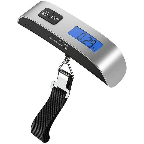 110lb/50kg Electronic Balance Digital Postal Luggage Hanging Scale With Rubber Paint Handle, Silver/black