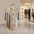thumbnail image 1 of 110lb Load Capacity Gold Iron Rotating Display Stand, Round Garment Rack, Floor Standing Rotatable Clothing Rack, Retail Display Stand, for Retail Shops, Supermarkets, and Laundries, 1 of 16
