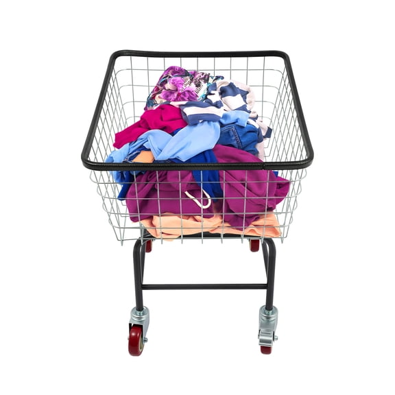 110lbs Load Heavy Duty Mobile Laundry Cart with Removable Mesh Basket, Rolling Clothes Storage Trolley with Wheels for Home Hotel
