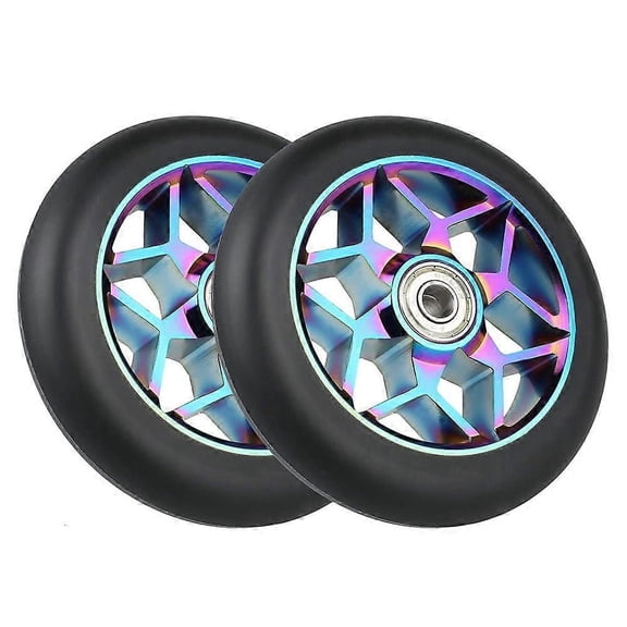 110mm Scooter Wheels Colorful Pu Thick Stunt Wheels with ABEC-9 Bearings, 2 Pack