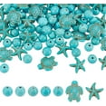 thumbnail image 1 of About 110pcs 3 Styles Synthetic Turquoise Beads Sea Turtle Beads Starfish Beads Summer Ocean Animal Spacer Beads 8mm Round Beads Sea Star Tortoise DIY Charms, 1 of 9