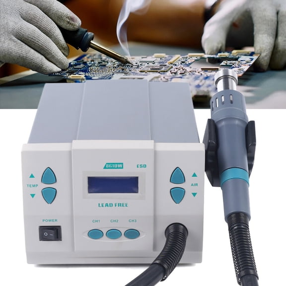 110v 1000w Hot Air Rework Station Heat Gun Soldering Station W/Lcd Screen Display & 3 Free Nozzles 100?~500? Brushless Dc Vortex Blower For Miro Soldering Rework Overheating Protection