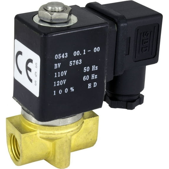 110v AC 4mm 1/4" NPT Normally Closed Brass NBR 2-Way Solenoid Valve