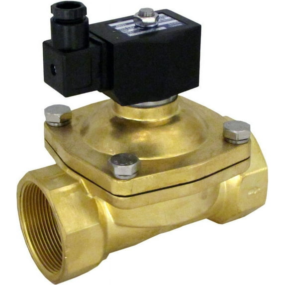 110v AC 50mm 2" NPT Normally Open Brass NBR 2-Way Solenoid Valve