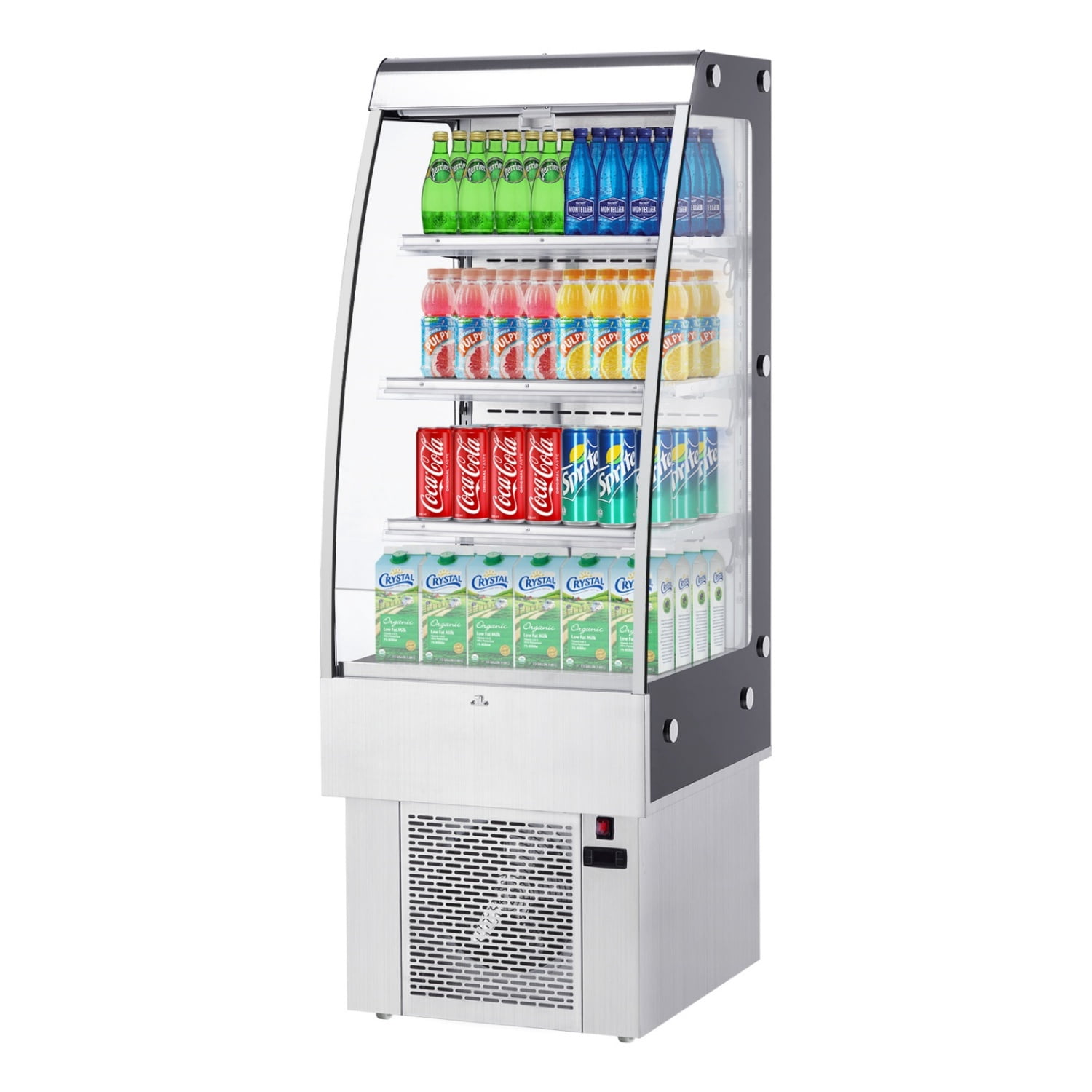 110v Commercial Fridge Cake Display Merchandiser, 8.8 Cubit Feet Beverage Cooler with Tempered Glass Door, Upright Merchandiser with 4 Castors, 3 Adjustable Shelves, Customizable Lightbox, 250L