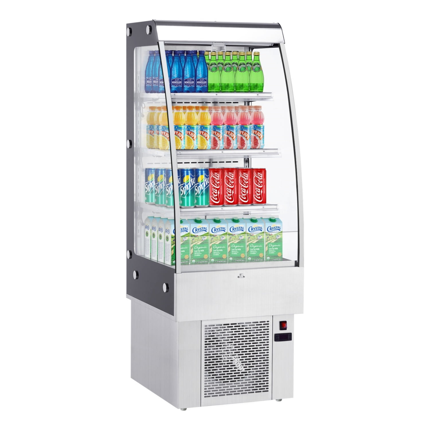 110v Commercial Fridge Display Refrigerator, 8.8 Cubit Feet Beverage Cooler with Tempered Glass Door, Upright Merchandiser with 4 Castors, 3 Adjustable Shelves, Customizable Lightbox, 250L, White