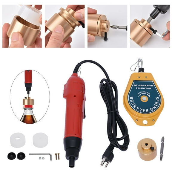110v Handheld Electric Bottle Capping Machine Screw Capper Sealing Sealer ToolΦ1-30mm Red
