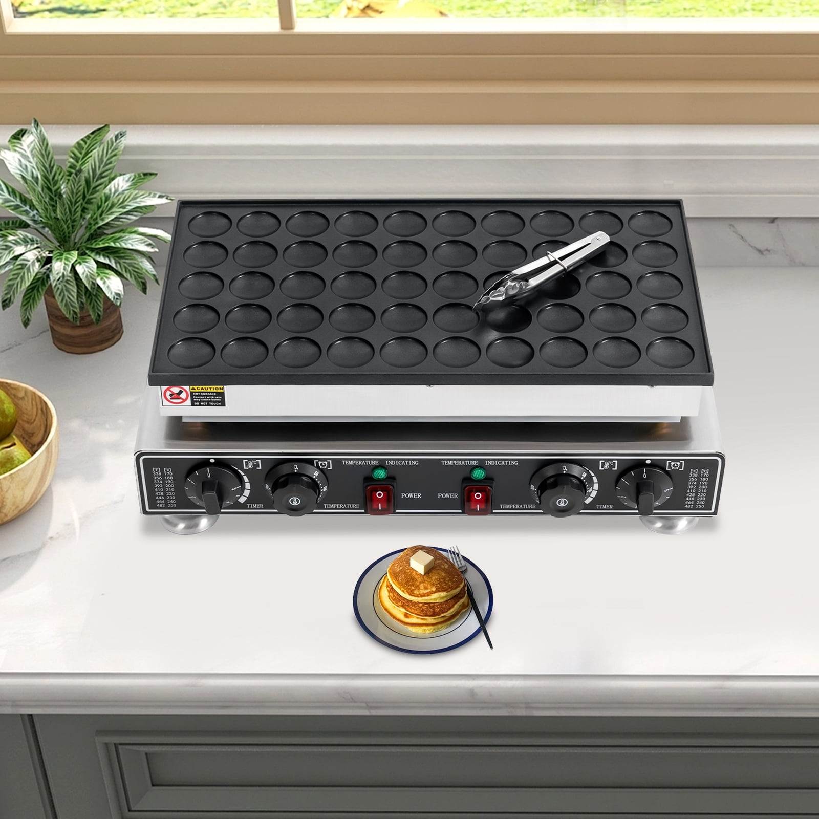 110v Stainless Steel Mini Pancake Maker, Commercial Waffle Pancakes Making Machine, Non-stick Coating