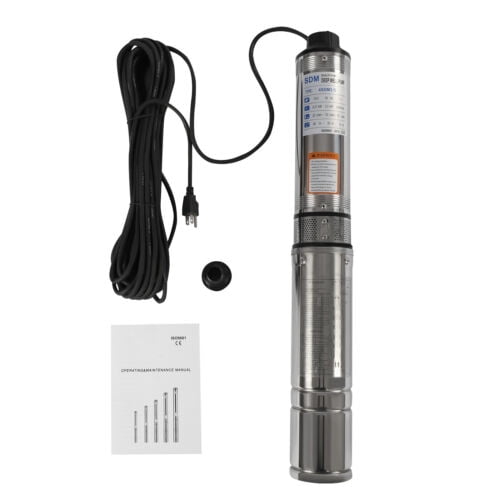 0.5HP, 110V, Silver, Submersible Deep Well Water Transfer Pump, 16 GPM