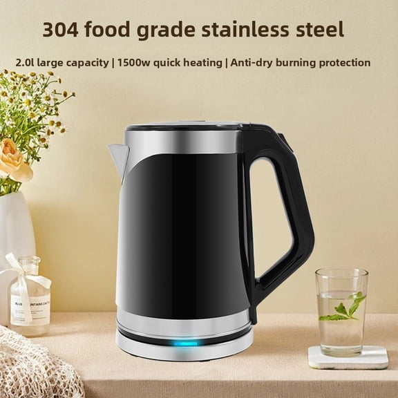 110v electric kettle, 304 stainless steel, 2.0L large capacity, fast heating, double-layer anti-scalding, automatic power-off