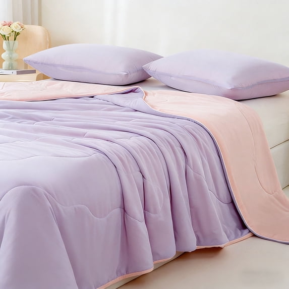 110x150cm Purple Jade Double Panel Summer Quilt by Dusknt Soft Lightweight Breathable Reversible Bed Comforter for Hot Sleepers Machine Washable Bedding