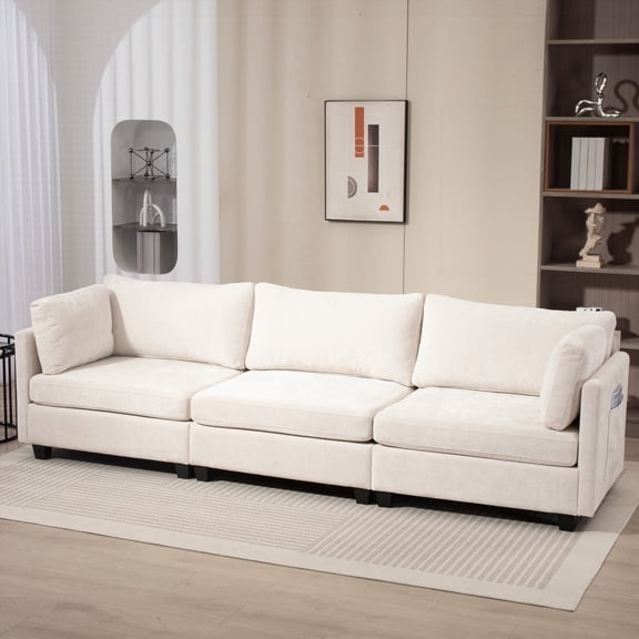 [Modern Minimalist Chenille 3-Seater Sofa 111.42*32.28" with Cloud-Soft Cushions]