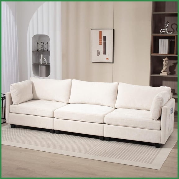 111.42 Wide Modern Minimalist Chenille 3-Seater Sofa  Cloud-Soft Comfort for Living Room & Apartment