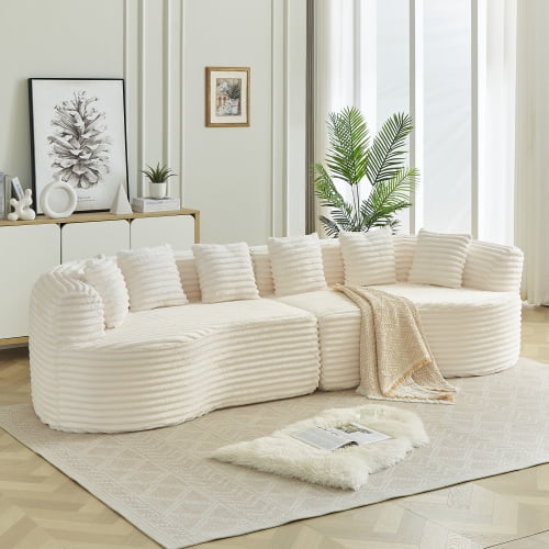 111.5 Inch Curved Sectional Sofa, Oversized Modern Cloud Couch, 4 Seat ...