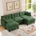 thumbnail image 1 of 111.5" U - Shaped Chenille Modular Sectional Sofa, Super Comfy 3 - Seater with 2 Ottomans for Living Room - Green, 1 of 10