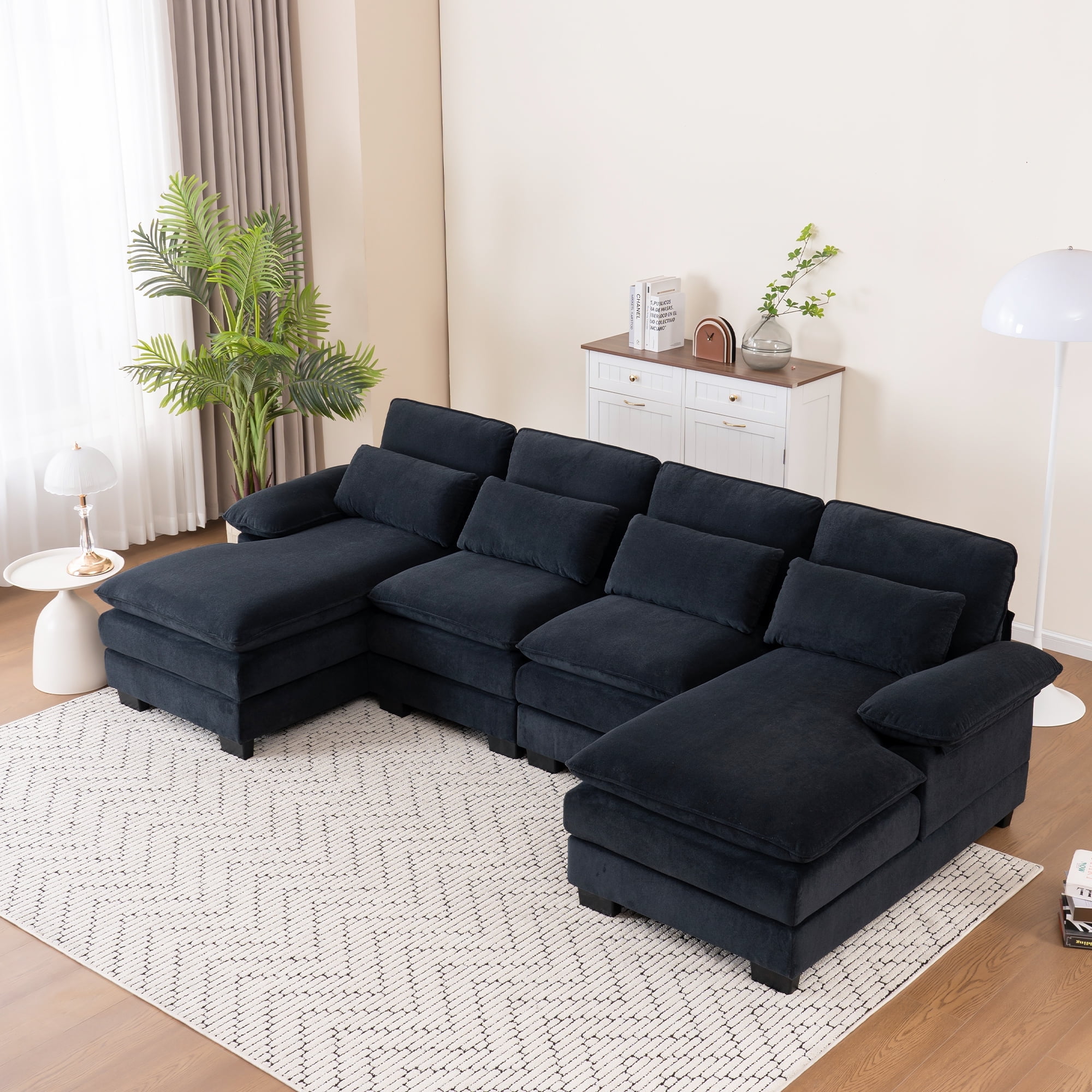 ZX Design 84.6'' Oversized Velvet Loveseat Couch, Modern