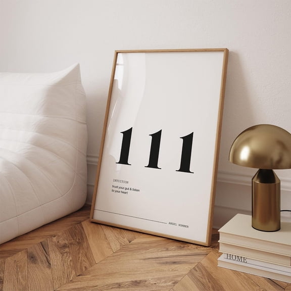 111 Angel Number Print, Intuition Minimal Spiritual Wall Art Home Decor #802, Unframed Poster Size 8x12