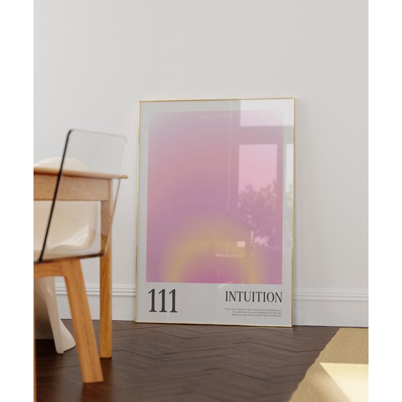 111 Angel Number Wall Art Print, Intuition Inspired Aura Gradient, Spiritual Bedroom Decor