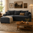 thumbnail image 1 of UHOMEPRO Full-Size 4-Seater Modular Sectional Sofa with Chaise, Deep Seat L-Shaped Cloud Couch for Living Room, No Assembly Family Cloud Sofa, Plush Corduroy Fabric, Gray, 1 of 5