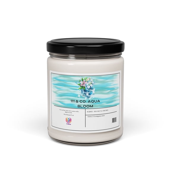 111 & Co. Aqua Bloom Sea Salt & Orchid Scented Candle | Soy Wax 9oz