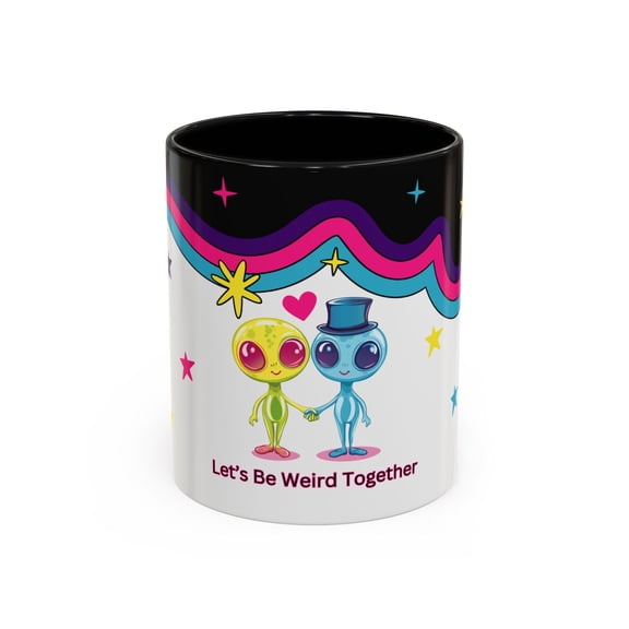 111 & Co. Funny Alien Valentine Coffee Mug | "Let's Be Weird Together" | Perfect for Sci-Fi Lovers & Friends