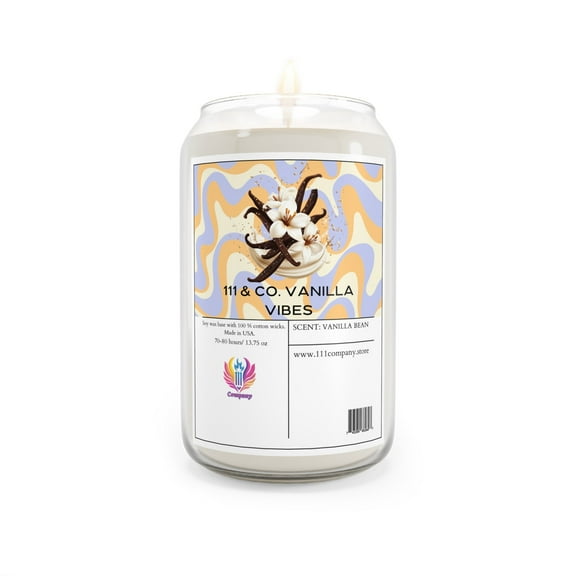 111 & COMPANY VANILLA VIBES VANILLA BEAN SCENTED CANDLE | SOY WAX 13.75 oz