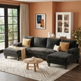 thumbnail image 1 of 111 Inch U Shaped Sectional Sofa with Double Chaise, Large Lounge Design Modular Couch for Living Rooms and Apartments, Black, 1 of 7