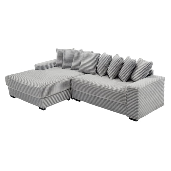 111" L Shape Sofa Corduroy Couch Comfy Sectional Cloud Couch for Living Room Minimalist Modular Couches Sleeper Upholstered 3 Seat with Right -Side Chaise