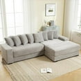 thumbnail image 1 of 111'' Modern Sectional Sofa, L-Shaped Corduroy Couch with Right Chaise Daybed, Extra-Wide Oversized Lounge, 8 Pillows, Corner Sofa Set for Living Room, Apartment, Office, Hotel, Bedroom, Grey, 1 of 9