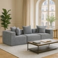 thumbnail image 1 of 111" Modular Sectional Sofa, Oversized Sofa Set, Convertible Cloud Sleeper Couch with Textured Chenille Minimalist Configurable Layout Complimentary Pillows for Living Areas, Grey, 1 of 9