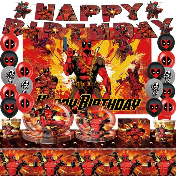 111 PCS Dead Man Wade Theme Anime Games style Birthday Decoration SetParty Supplies.