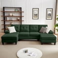 thumbnail image 1 of 111" Sectional Couch for Living Room, 4 Seater U-Shaped Sofa Couches with Double Chaise Polyester Fibre, Green, 1 of 7