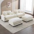 thumbnail image 1 of 111" Sectional Sofa Chenille Upholstered Sofa with Two Removable Ottoman, Two USB Ports, Two Cup Holders and Large Storage Box for Living Room , Beige, 1 of 9