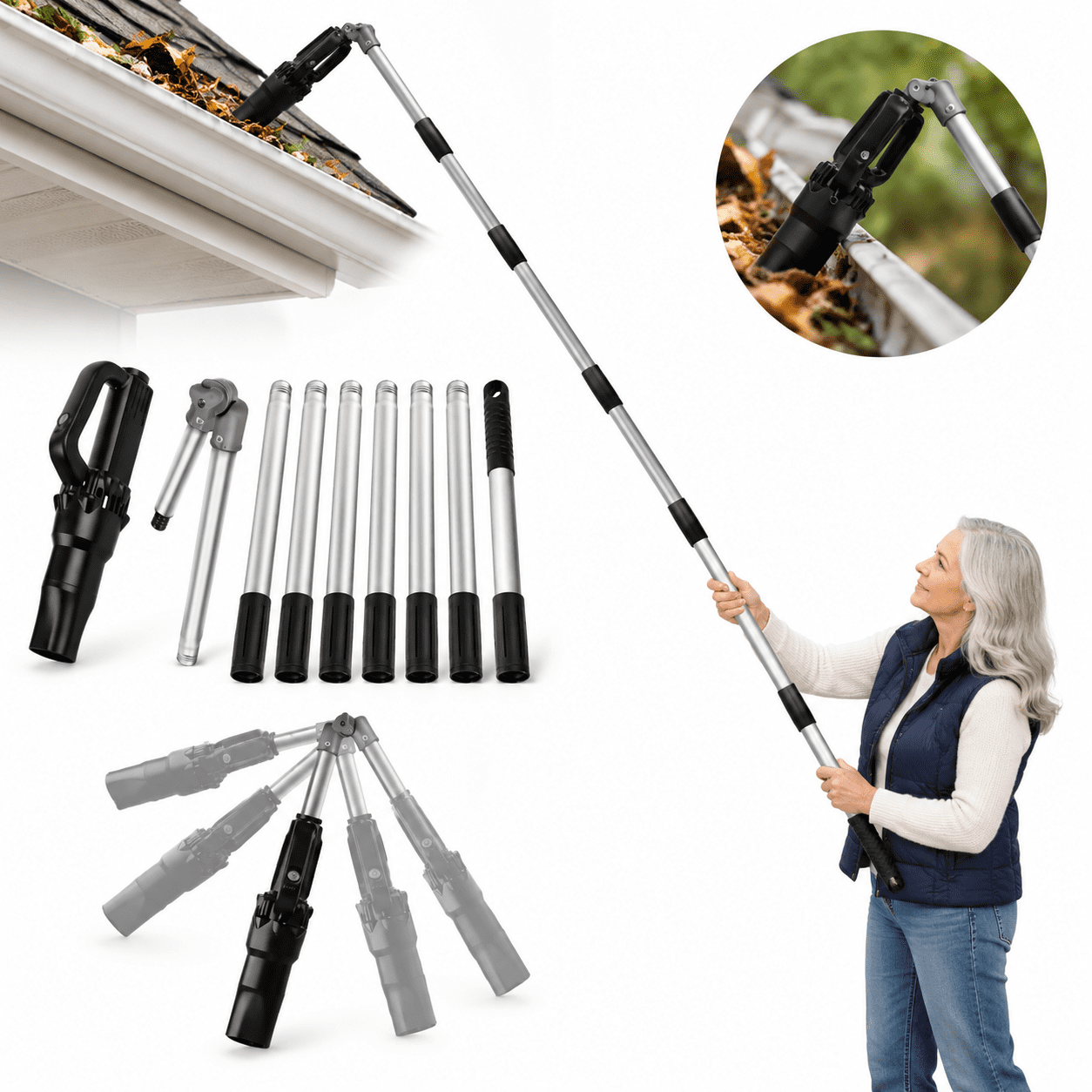 111-inch Adjustable Cordless Leaf Blower for Gutter and Roof Cleaning ...