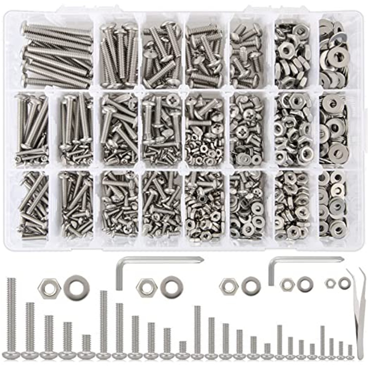 1110Pcs Nuts and Bolts Assortment Kit, Phillips Pan Head Machine Screw