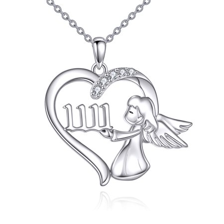 1111 Angel Number Necklace for Women 925 Sterling Silver Angel Pendant Necklace 11 11 Number Jewelry Gifts