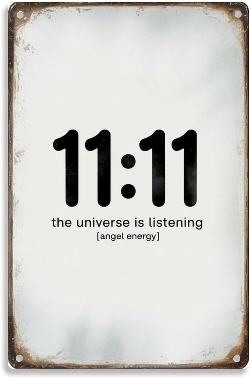 1111 Angel Number Universe Listening Tin Sign， Vintage Angel Energy ...
