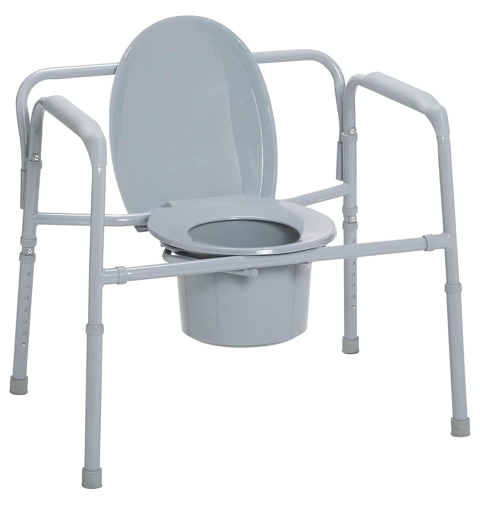 11117N-1 Bariatric Commode Chair for Toilet with Arms, Gray