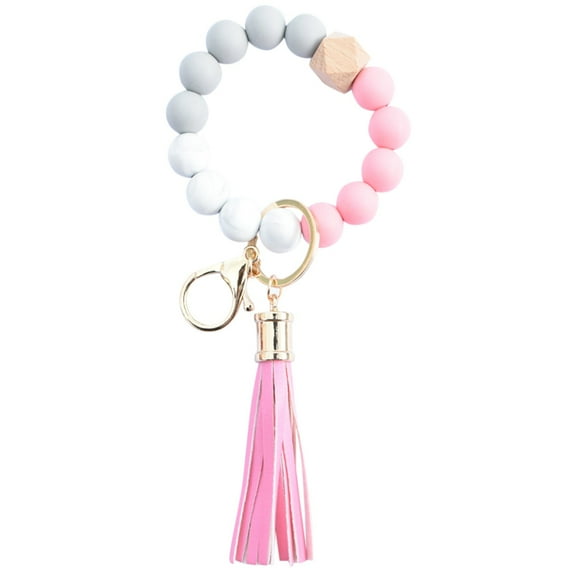 Momine Fashion Creative Keychain Bracelet Wristlet Key Ring Beaded Bangle Key Chains For Women