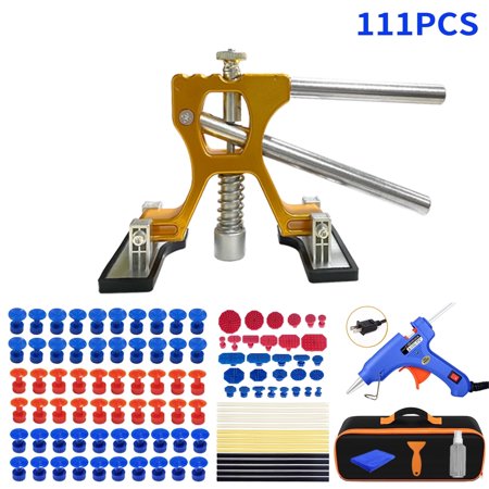 111PCS Auto Dent Repair Kit, Paintless Dent Removal, Car Dent Repair Puller Dent Removal Kit with Dent Puller, Dent Kit Repair Slide Hammer, Glue Dent Puller, and Glue Gun for Dent Removal Tool