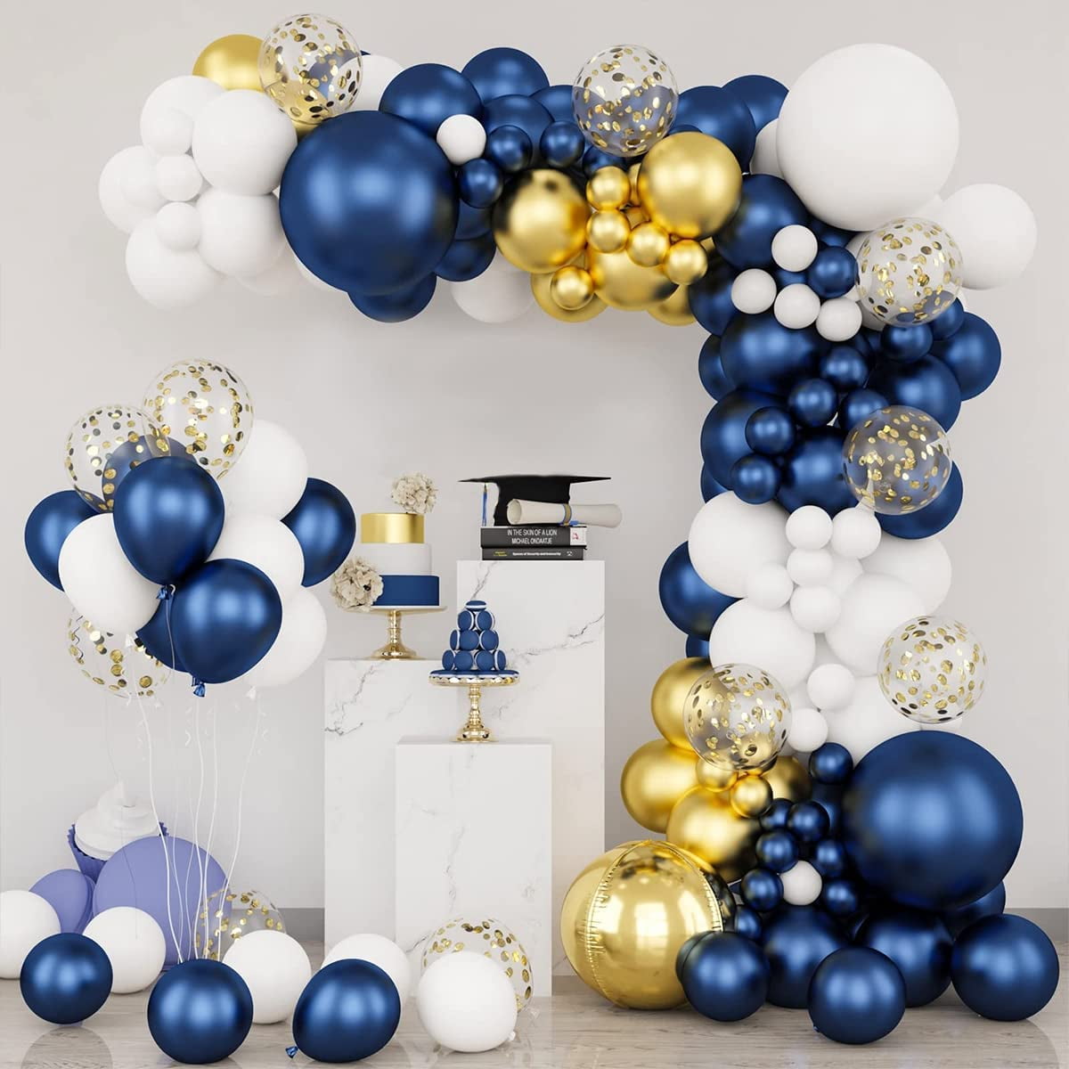 30 Ft Navy Blue White and Silver Party Decorations Royal Silver,white
